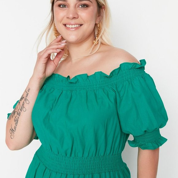 NEW PLUS SIZE CURVE OFF SHOULDER SUMMER MIDI DRESS TBBSS22EL1634 - Picture 4 of 8